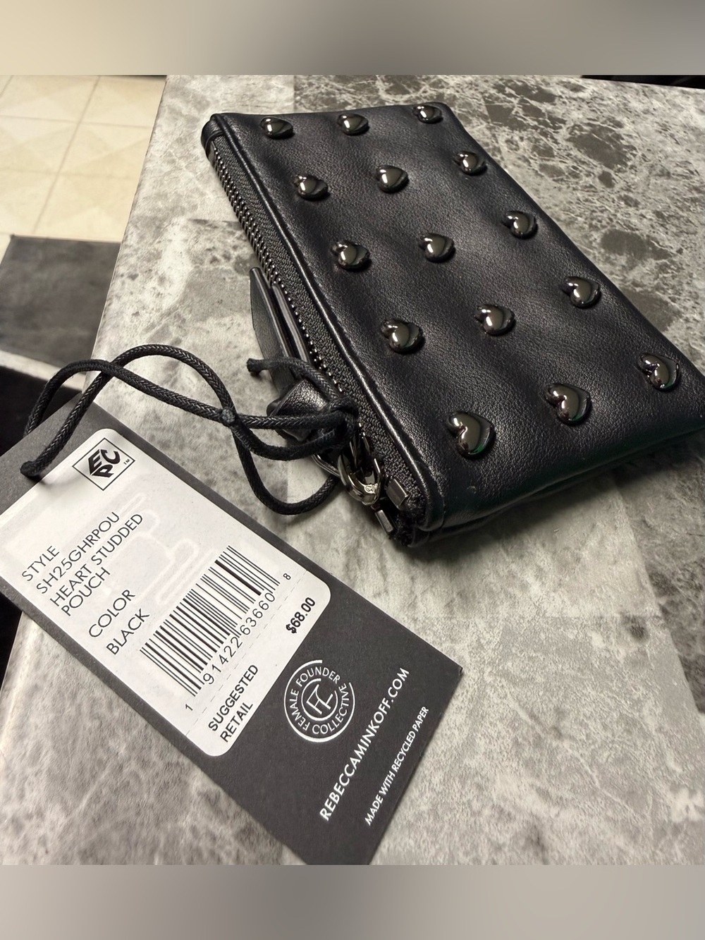 Rebecca Minkoff Studded Heart Stud Pouch Black - Picture 4 of 5